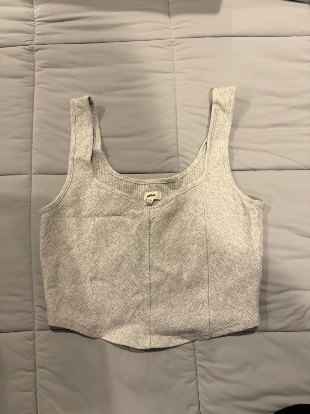aerie Light Gray Quilted Tank Sweater
